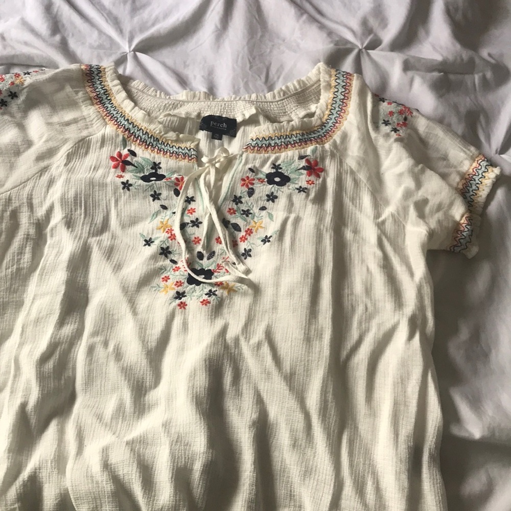 White authentic colorful blouse